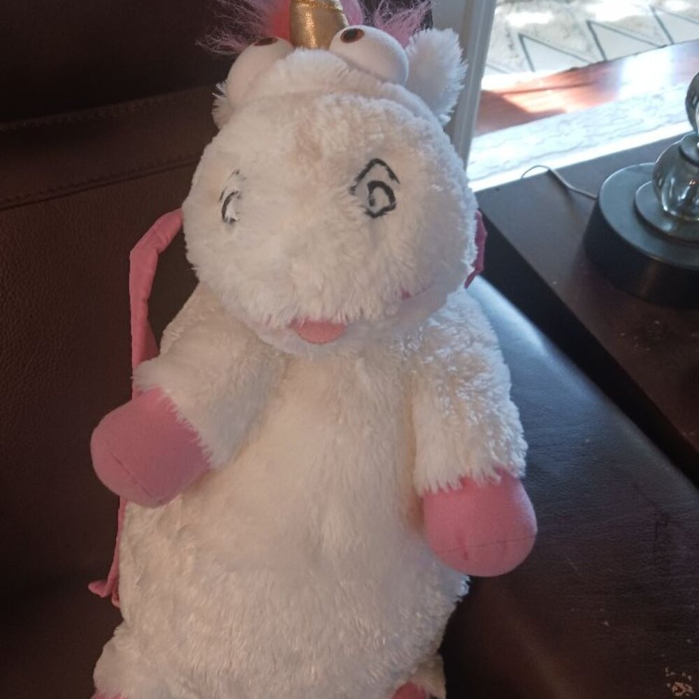 Universal Studios Despicable Me Unicorn Plush Backpack It's So Fluffy!